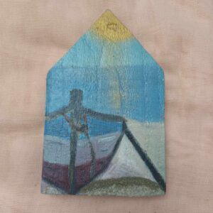 Ξύλινα σπιτάκια σανίδας ζωγραφική